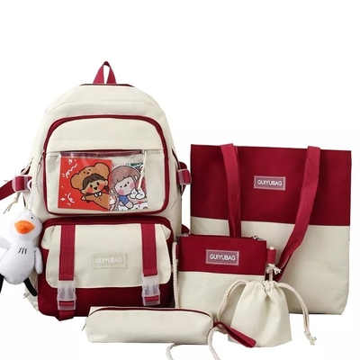 ست کیف مدرسه دخترانه 1.35 اینچی OEM با ظرفیت بزرگ 5 در 1 کیف مدادی Sling کوله پشتی