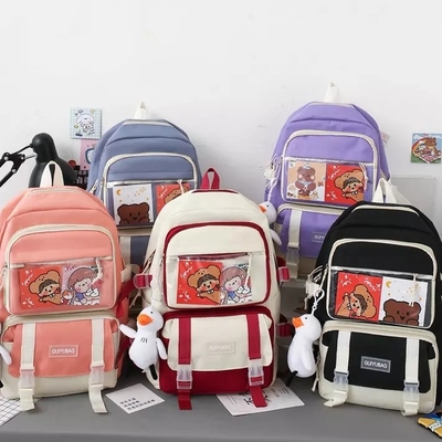 ست کیف مدرسه دخترانه 1.35 اینچی OEM با ظرفیت بزرگ 5 در 1 کیف مدادی Sling کوله پشتی